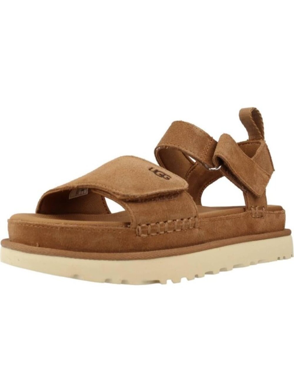 Ugg Women's Chestnut Open Toe Adjustable Strap Platform Flat Golden Star Sandals